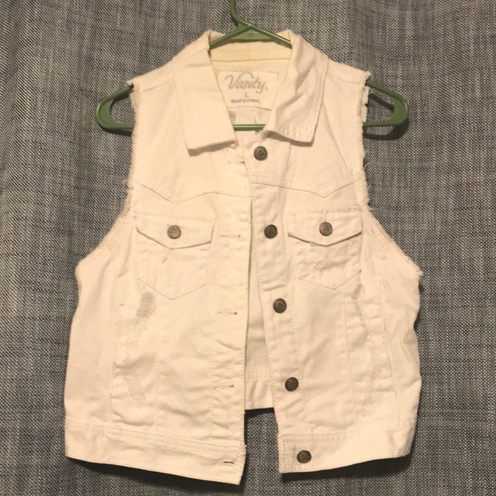 Women’s White Denim Vest